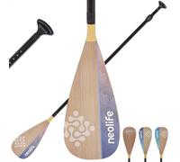 WONITAGO SUP Paddleboard Paddle with Fiberglass Shaft and PP Blade, Floating Adjustable Stand Up Paddle Board Paddle, 170-210 cm/68-84 Inches, Wood Color & Wave Orange Pattern