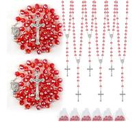 Wonitain 30 Set Rosary Bead Bulk Catholic Crystal Glass Rosaries Beads for Women Men Jesus Holy Cross Rosary with Organza Bags Baptism First Communion Church Religious Present, L, Glass Zinc, No