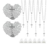 Wonitain 30 Set Rosary Bead Bulk Catholic Crystal Glass Rosaries Beads for Women Men Jesus Holy Cross Rosary with Organza Bags Baptism First Communion Church Religious Present, L, Glass Zinc, No