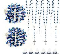 Wonitain 30 Set Rosary Bead Bulk Catholic Crystal Glass Rosaries Beads for Women Men Jesus Holy Cross Rosary with Organza Bags Baptism First Communion Church Religious Present, L, Glass Zinc, No