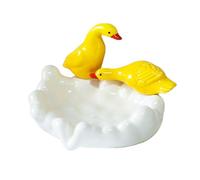 WONIU Cute Duck Soap Dish White Bar Soap Holder Ceramic Animal Soap Tray for Bathroom, Cute Sponge Holder for Kitchen Sink