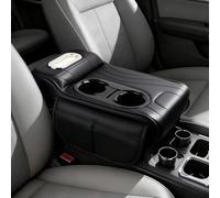 Woniyal 1PC Car Armrest Cover Console Pad with Cup Holders for VW Touareg R-Line ab Bj.2018, Luxury PU Leather Center Console Protector & Storage Pocket