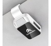 Woniyal 2 Pieces Sunglasses Holder Car Visor for Citroen C4 II Hatchback 2010-2015, Buckle Car Sunglasses Organizer Box Ticket Card Clip Auto Interior Accessories,White