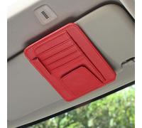 Woniyal Car Sun Visor Organiser for BMW M3 F80 Competition 2016-2018, Leather Storage Pouch Slim Document Holder with Sunglasses Clip and Pen Loop Pocket,Red