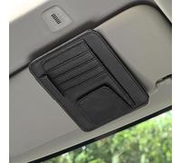 Woniyal Car Sun Visor Organiser for Chrysler 200 300 300C PT Cruiser Voyager Pacifica, Leather Storage Pouch Slim Document Holder with Sunglasses Clip and Pen Loop Pocket,Black