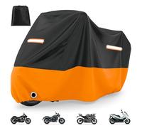 Woniyal Motorcycle Cover fits for Triumph Bonneville Speed Master Cruisers, Motorbike Garage Waterproof 210D Oxford Fabric Heavy Duty Breathable Outdoor Protection Cover Black,275x105x125cm