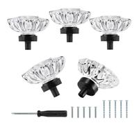 WonJoxel 5/10Pcs Crystal Glass Drawer Knobs | Oval Diamond Vintage Cabinet Dresser Pulls for Cabinets Drawers Dresser(5)