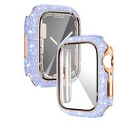 WONJOY Compatible with Apple Watch Case 40/44/41/45mm Rhinestones Screen Protector Bumper Diamond iWatch SE/Series 9/8/7/6/5/4 Shiny Bling Protective Cover Women (Lavender-with Screen Protector, 40mm)