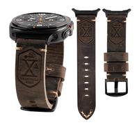 WONJOY Crazy Horse Leather Band Compatible with 2024 Samsung Galaxy Watch 7 Ultra Band 47mm, Vintage Rugged Strap Bracelet for Men Women