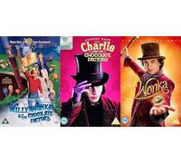 WONKA 1-3 COMPLETE COLLECTION /1. WILLY WONKA AND THE CHOCOLATE FACTORY - GENE WILDER 1971 MOVIE / 2. CHARLIE AND...TIM BURTON MOVIE WITH JOHNNY DEPP / 3. WONKA (2023) = ULTIMATE 3x DVD UK SET