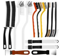 wonkeken 15 Pcs Crevice Cleaning Brush Set Crevice Cleaning Tool Hard Bristle Gap Cleaning Brush Double-ended Nylon Brushes Wire Brush with Scrapers