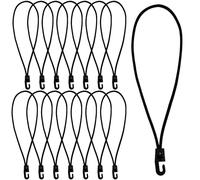 wonkeken 15-Piece Bungee Cords with Hooks - 25cm/9.8in Multi-Purpose Rubber Tarp Straps for Tarps, Tents, Pool Covers, Camping Trailer Nets - Multi-Purpose Elastic Tie-Down Straps (Black)