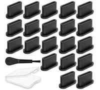 wonkeken 20 USB C Dustproof Silicone Protective Cases with Cleaning Brush Charging Interface Dustproof Plug Type C Interface Suitable for iPhone 15/16 Google Samsung Galaxy Xiaomi Motorola