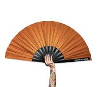 WONKIWEAR Fan, Folding Handheld, Luxury Shimmer Orange Glittery, Large Strong Black Bamboo. Unisex for Rave, Festival, Concert, Drag, Gay Pride (Orange Shimmer, Large)