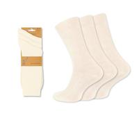 Wonky Line 100% Cotton Socks, Natural Pure Cotton Socks for men and women, 3 pairs pack, soft top, seamless toe, hypoallergenic, undyed (as8, alpha, m, regular, regular, Beige)