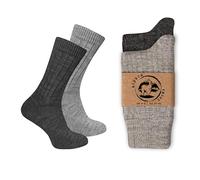 Wonky Line Alpaca Wool Socks for men and women, 2 pairs multipack, fine knit, warm, soft, cosy, natural, thermal, thick boot socks, walking hiking camping