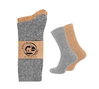 Wonky Line Alpaca Wool Socks for men & women, 2 pairs pack, soft breathable comfortable, light cushioned, thermal wool socks (UK, Numeric, 3, 5, Regular, Regular, Beige-Grey)