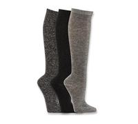 Wonky Line Knee Socks with Alpaca Wool for Men and Women, 3 pairs Fine Knit Soft Comfortable Warm Cosy Socks, Long Thermal Boot Socks (UK, Numeric, 6, 8, Regular, Regular, Mix 2)