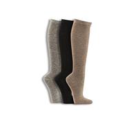 Wonky Line Knee Socks with Alpaca Wool for Men and Women, 3 pairs Fine Knit Soft Comfortable Warm Cosy Socks, Long Thermal Boot Socks (UK, Numeric, 3, 5, Regular, Regular, Mix 1)
