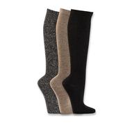 Wonky Line Knee Socks with Alpaca Wool for Men and Women, 3 pairs Fine Knit Soft Comfortable Warm Cosy Socks, Long Thermal Boot Socks (UK, Numeric, 3, 5, Regular, Regular, Mix 4)