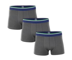 Wonky Line Men’s Bamboo Boxers 3 Pack, Soft Breathable Underwear, Seamless, Moisture Wicking, Stretch Fit Trunks Grey Navy Black, M-XXL (UK, Alpha, L, Regular, Regular, Grey)
