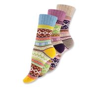 Wonky Line Wool Socks for Men and Women, Nordic Thermal Cushioned, Walking, Hiking, Cosy, Colourful, Fluffy Soft Winter Christmas Socks, Hygge Socks
