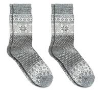 Wonky Line Wool Socks with Alpaca and Merino, 2 pairs Soft Thermal Cosy Winter Boot Socks, Nordic Style Warm Knitted Colourful Christmas Socks (UK, Numeric, 6, 8, Regular, Regular, Grey)