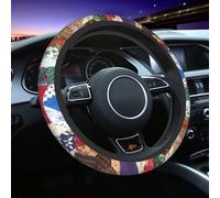 Wonky Star Quilt Steering Wheel Cover Universal 15 Inch Sports Style Elastic Breathable Comforts Car Steering Wheel Accessories
