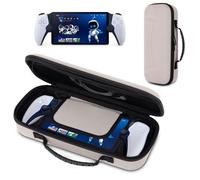 wonlince Hard Carrying Case for Sony PS5 Playstation Portal,Scratch-resistant portable organizer with mesh pocket,Stylish design for traveling,Off White