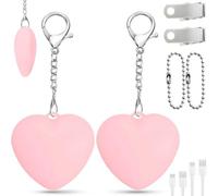 Wonlonda 2Pcs LED Heart Touch Light, Rechargeable Handbag Purse Light with Ball Chain, Pink Mini Sensing Lamp, Decorative Keychain Accessory for Women