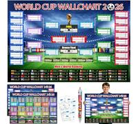 Wonlonda 2Pcs World Cup Schedule Poster 2026&Final Round 48-Team Collection Showcase,Football World Cup Soccer Merchandise&Accessories Decorations,Gifts for Soccer Fans,Functional Folded Poster&Pen