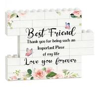 Wonlonda Building Blocks Sign for Best Friends, Puzzle Plaque Gift for Birthday Graduation Wedding, Multicolour Plastic Heart Shape, Modern Farmhouse Desk Decor, 15x12 cm