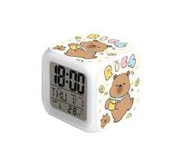 Wonlonda Capybara Alarm Clock, 7 Color Digital Wake Up Clocks LED Night Light Clock with Date Calendar Temperature for Students Boys Girls