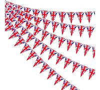 Wonlonda Union Jack Bunting, 30 Double-Sided Flags, 14 x 21 cm, 10m Length, British Flag Banner for VJ-Day, Street Parties, Garden Events