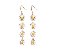 Wonlte Flower Earrings for Women Dangle White Flower Stud Earrings Cherry Blossom Sakura Daisy Teardrop Lily Fairy Leaf Petal Teardrop Spring Accessories, Medium, Silver, Crystal