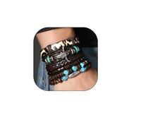 Wonlte Vintage Turquoise Western Bracelets for Women Men, Bohemian Stackable Turquoise Beaded Bracelet Western Rustic Costume Jewelry Accessories, M, Plastic, no gemstone