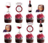 Wonmelody 36 Pcs Wine Cake Topper Decorations Wine Bachelorette Party Decorations Vino Before Vows Cake Topper Winery Cake Topper Bridal Shower Decor for Burgundy Funny Bridal Shower Wedding