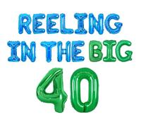 Wonmelody 40th Fishing Birthday Party Decorations Reeling in The Big 40 Decor Balloon Banner Fortylicious Gone Fishing Birthday Decor Fisherman Themed Banner for Ofishally 40 Years Old Party