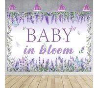 Wonmelody Baby in Bloom Baby Shower Decorations Lavender Baby Shower Backdrop 7 * 5ft Lavender Baby Shower Decorations for Girl Purple Photo Backdrop for Violet Floral Baby Shower Party