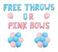 Wonmelody Basketball or Bow Gender Reveal Decor Free Throws or Pink Bows Balloon Banner Sports Basketball or Bow What Will Baby Be Gender Reveal Decor for Pink Blue Boy or Girl He or She Baby Shower