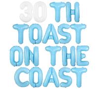 Wonmelody Beach 30th Birthday Party Decor for Her Blue 30th Toast on the Coast Balloon Banner Nautical Coastal Birthday Banner Summer Hawaiian Beach Ocean Party Supplies for Bridal Shower Anniversary