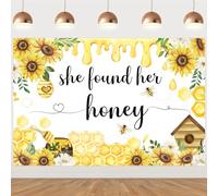 Wonmelody Bee Bridal Shower Decorations Backdrop She Found Her Honey Backdrop Banner Bride to Bee Bridal Shower Decorations Photo Background Meant to Bee Bachelorette Decors for Bee Themed Engagement