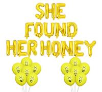 Wonmelody Bee Bridal Shower Decorations She Found Her Honey Balloon Banner Bee Bachelorette Party Decor Honey Bee Diamond Ring Foil Balloon Bride to Bee Bridal Shower Decor for Bee Themed Engagement