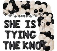 Wonmelody Black Bow Bridal Shower Decor She 's Tying the Knot Bridal Shower Decor She 's Tying the Knot Balloon Banner Garlands Bow Balloon Arch for Bachelorette Wedding