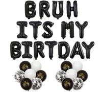 Wonmelody Bruh Its My Birthday Decorations Black Bruh Its My Birthday Banner Teens Birth day Supplies Funny Celebrate Banner It’s Bday Balloons Teenager 14th 13th 12th Bday Decor Boy