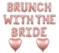 Wonmelody Brunch Bridal Shower Decorations Rose Gold Brunch with the Bride Decor Balloon Banner Love Heart Balloon for Bride to Be Love You A Brunch-Breakfast Engagement Wedding Bachelorette