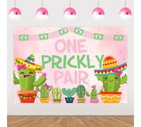 Wonmelody Cactus 1st Birthday Party Decoration for Twin Girls One Prickly Pair Birthday Backdrop Banner Cactus Birthday Backdrop Garland Mexican Fiesta First Birthday Supplies for Cactus 1st Birthday