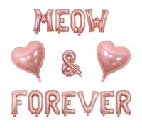 Wonmelody Cat Bridal Shower Decorations Meow & Forever Balloon Banner Rose Gold Love Heart Balloons I'm Getting Meowied Cat Lover Party Supplies for Kitty Bachelorette Engagement Wedding Hen Party