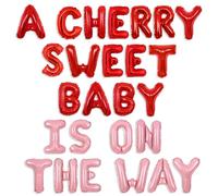 Wonmelody Cherry Baby Shower Decor A Cherry Sweet Baby is On the Way Balloon Banner Berry Sweet Baby Girl Gender Reveal Balloons She’s the Cherry on Top Baby Shower Supplies for Fruit Newborn Party