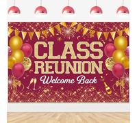 Wonmelody Class Reunion Decoration School Class Reunion Backdrop Red Welcome Back School Reunion Party High School Reunion Decorations Backdrop for 20th 30th 40th Reunion Photography Background